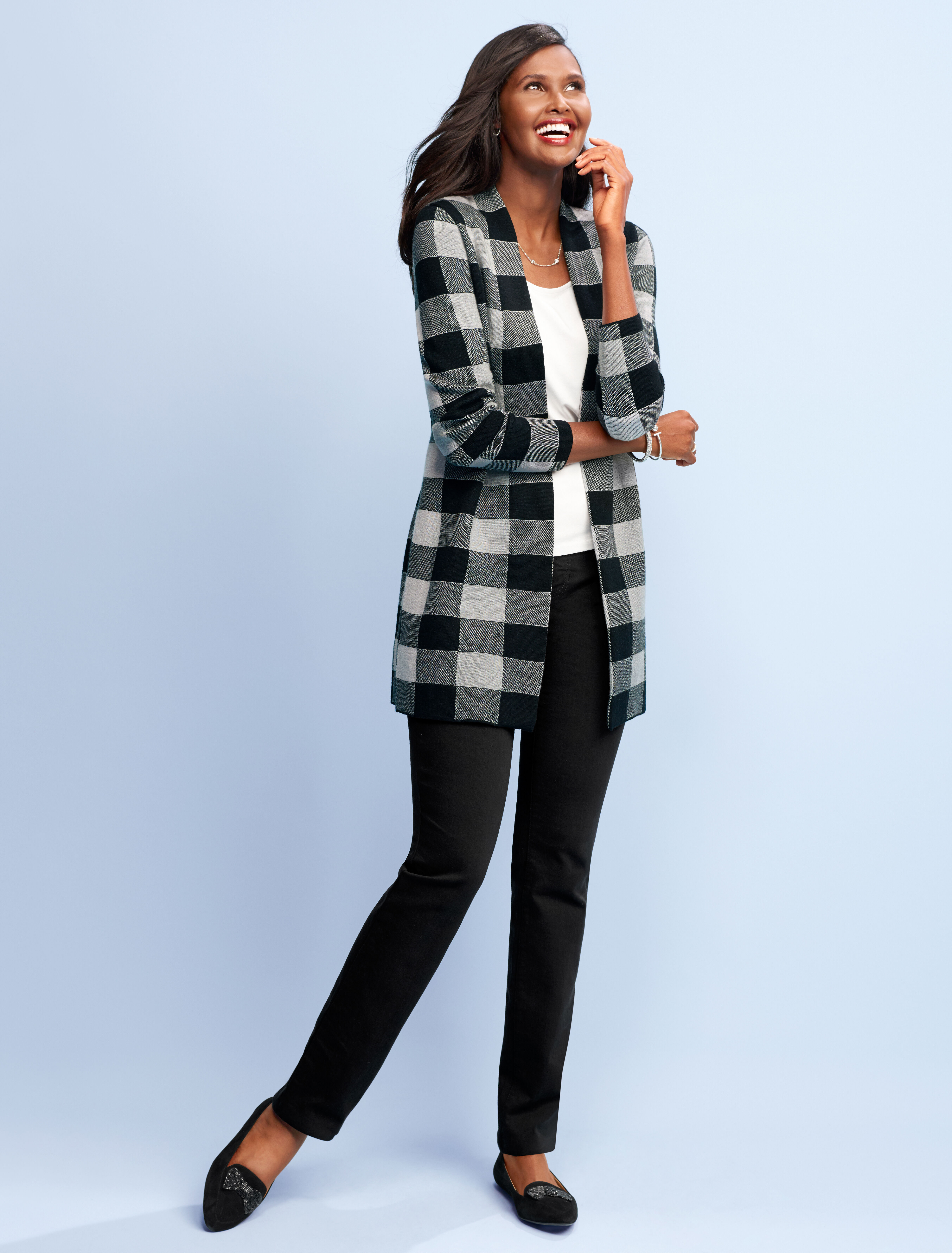 Buffalo-Plaid Merino Cardigan | Talbots