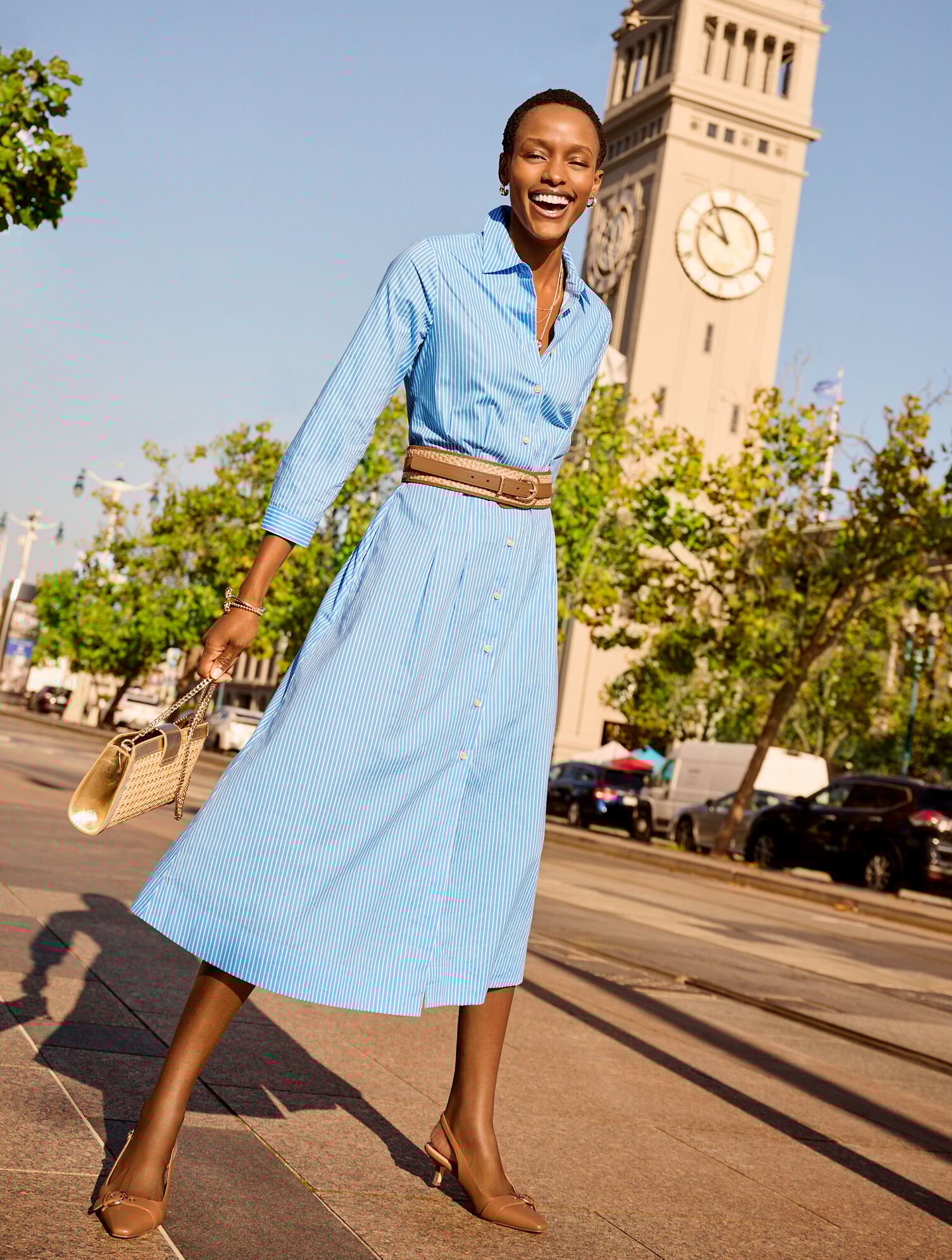 Poplin Shirtdress - Willow Stripe