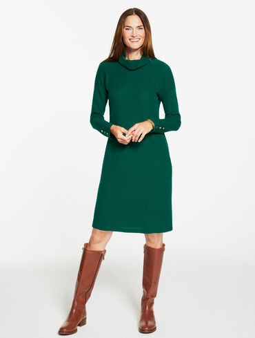 Jacquard Cowlneck Shift Dress