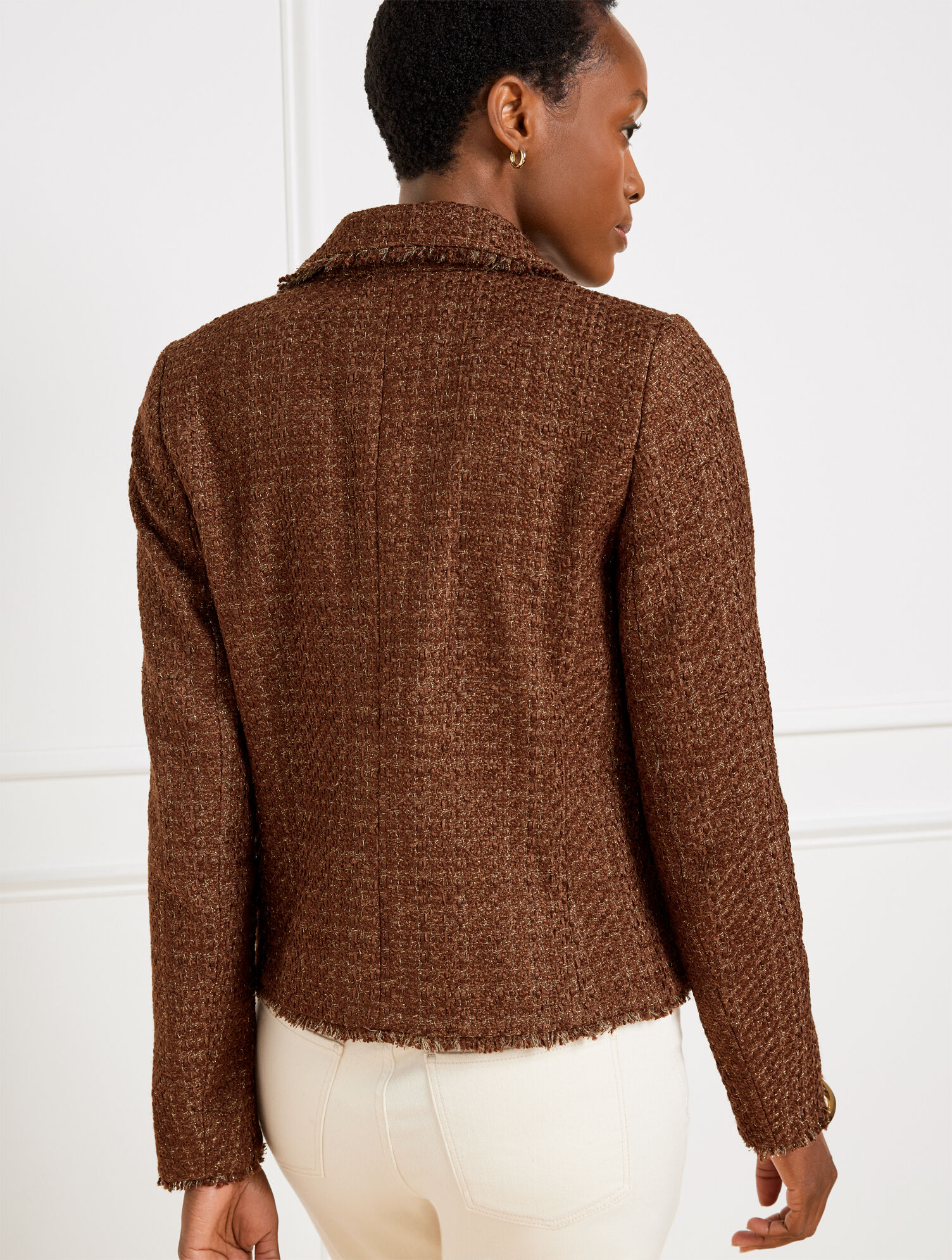 Fringe Tweed Cropped Jacket | Talbots