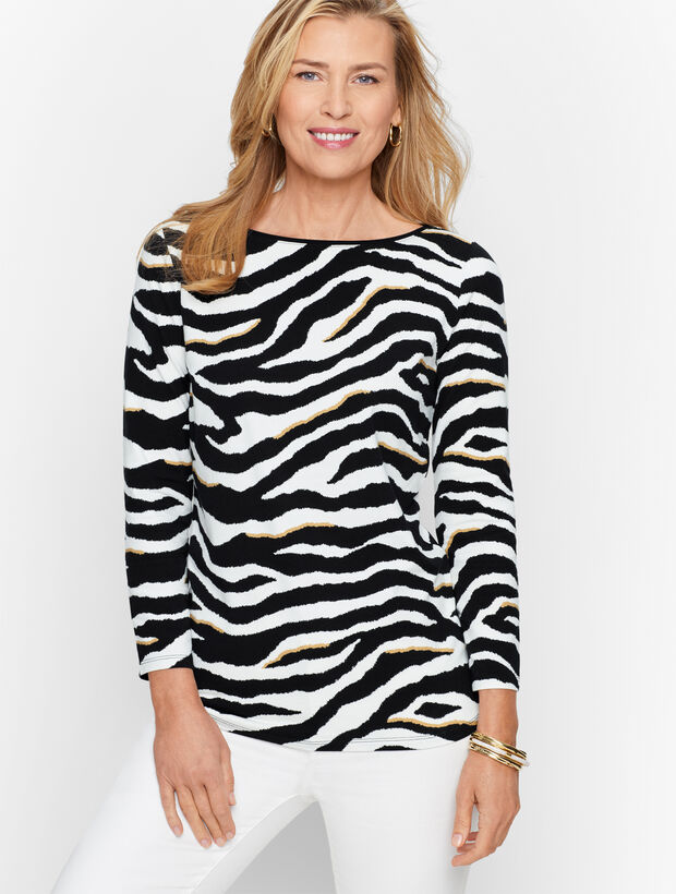 Bateau Neck Tee - Zebra Print