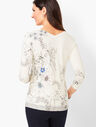 Double V-Neck Floral Sweater