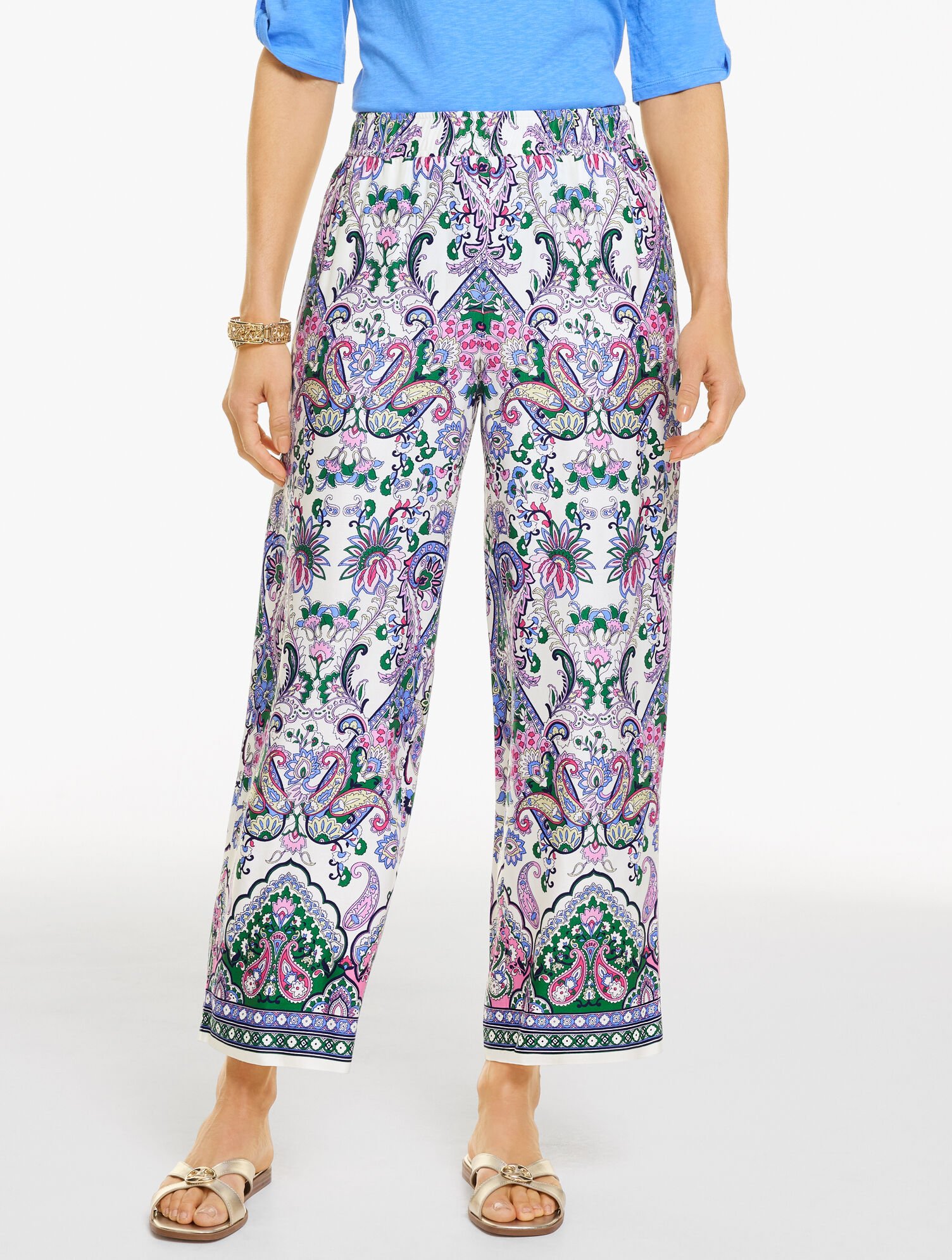 Wide Crop Pull-On Pants - Jubilant Paisley
