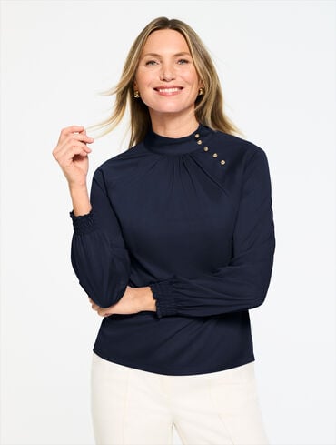 Mockneck Knit Blouse