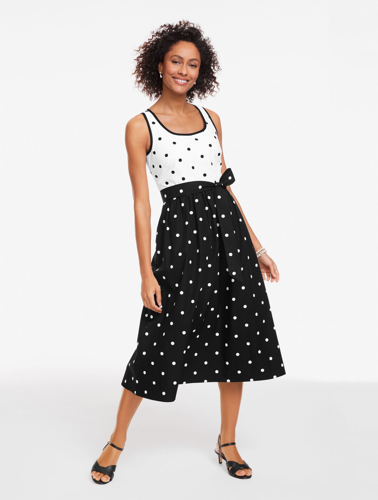 Poplin Fit-&-Flare Dress - Garden Dot | Talbots
