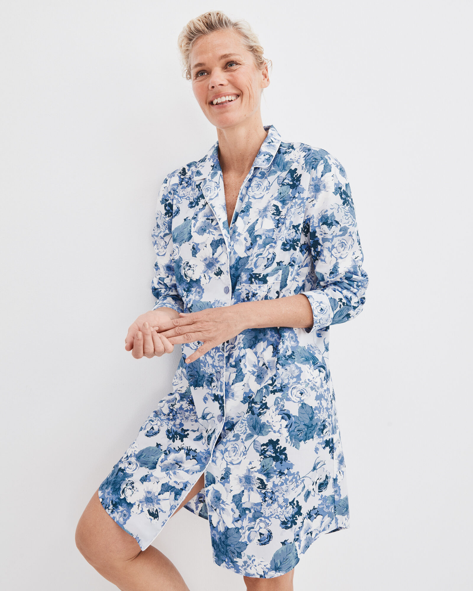 pajama shirt dress cotton Organic Poplin Floral Sleep Color:6-blue strapless satin bridesmaid dress light pink Button front closures TFNC chiffon cut out Boyfriend shirt