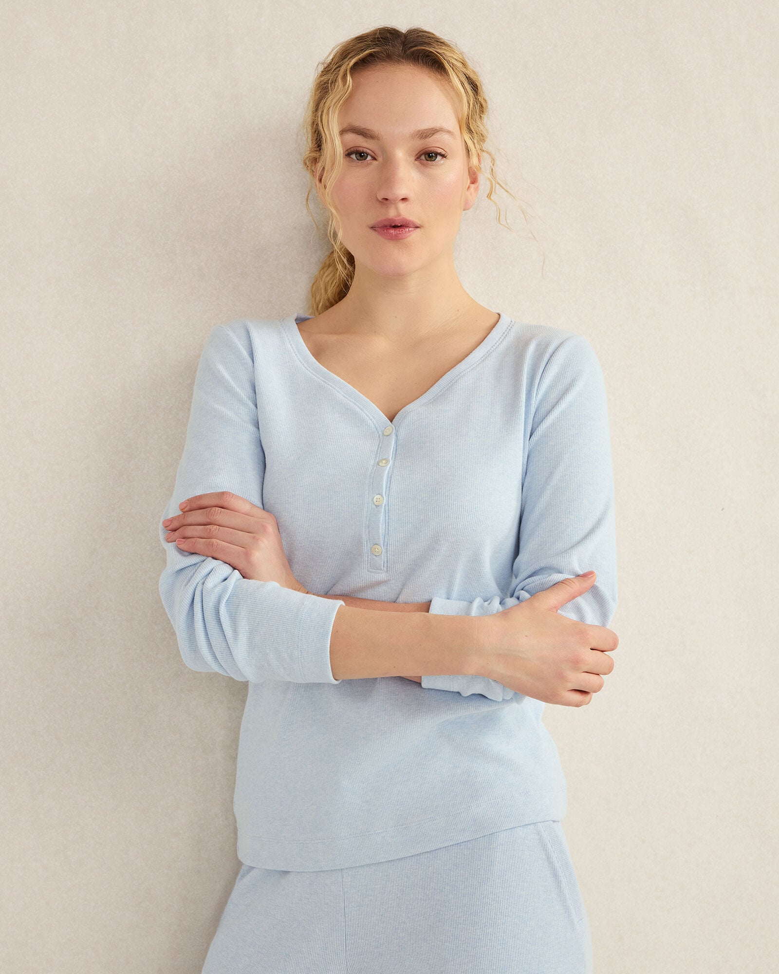 Organic Cotton Rib Knit Henley