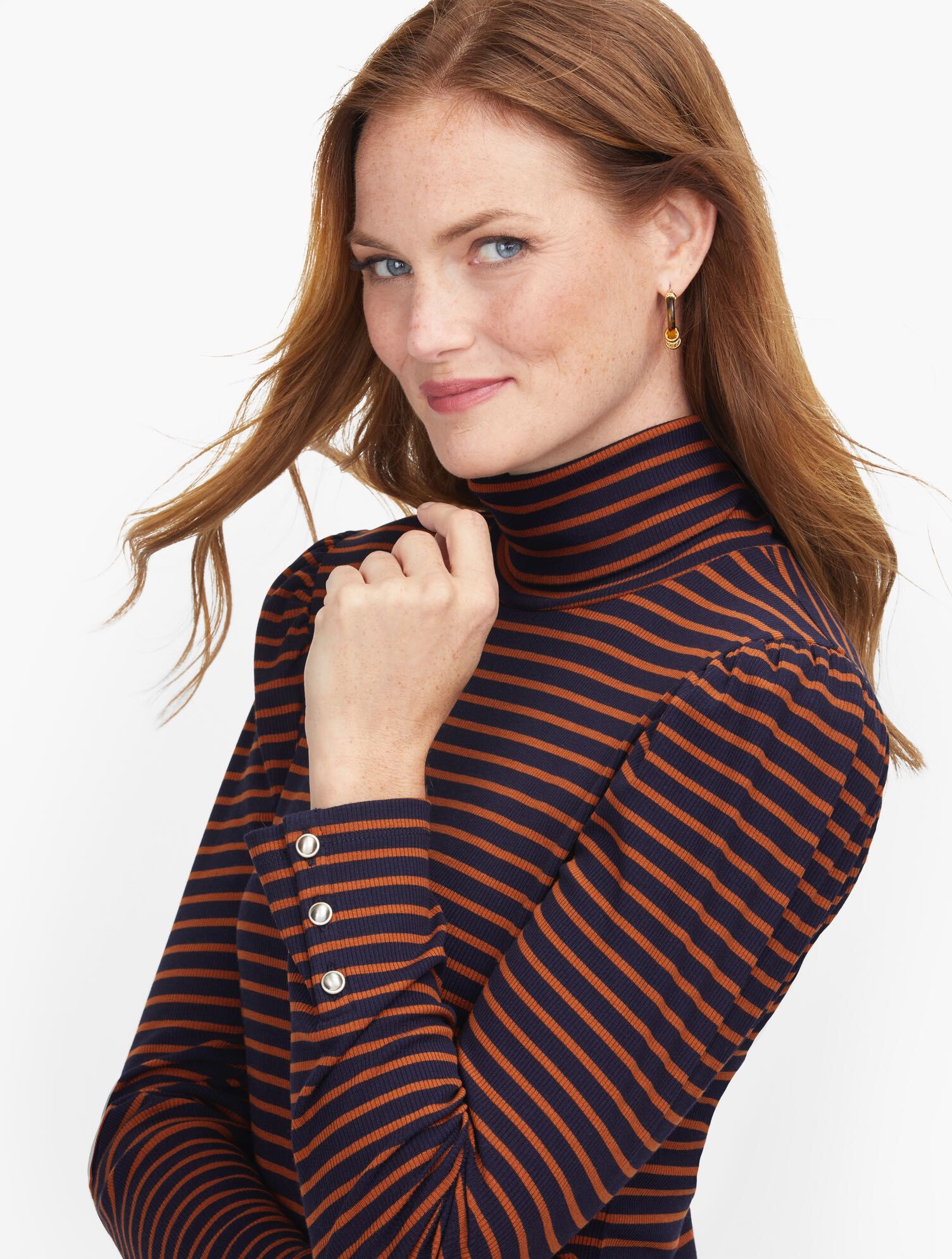 Ribbed Stripe Turtleneck