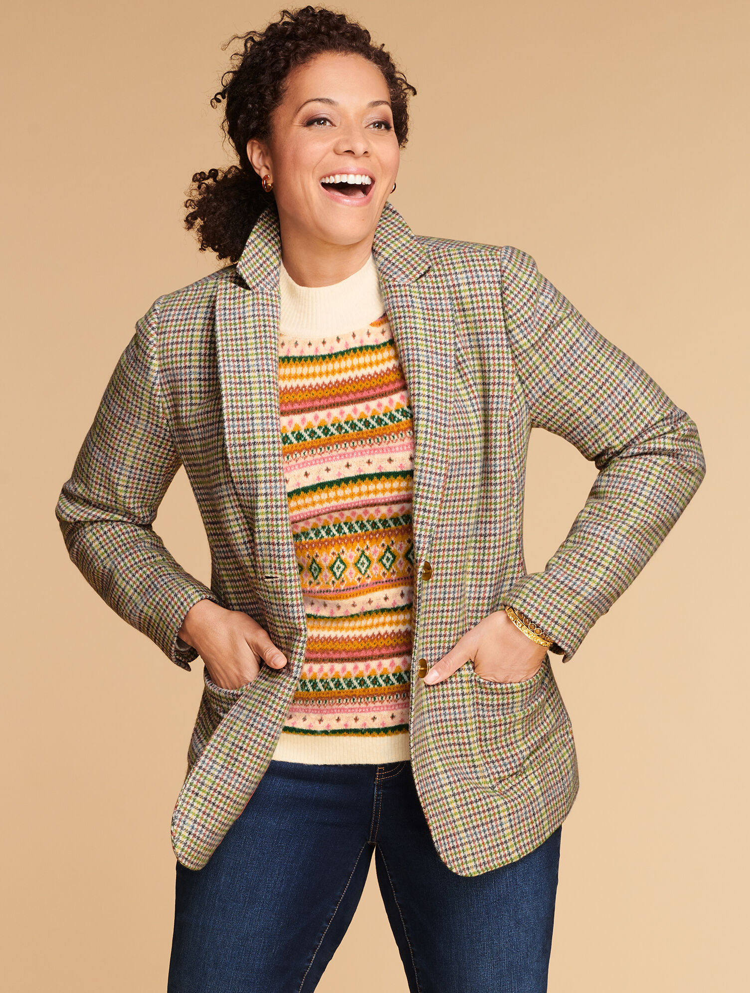 Fair Isle Mockneck Pullover