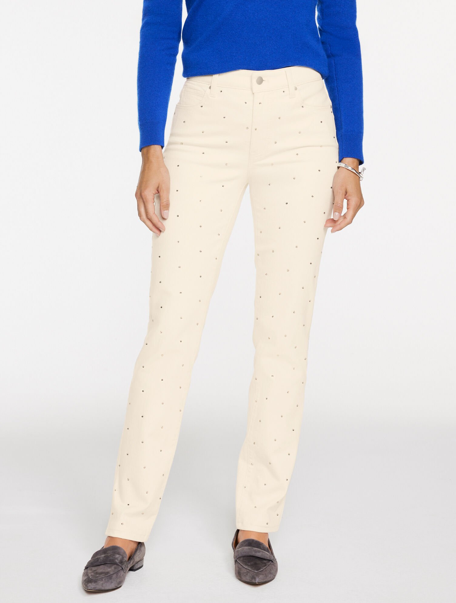 Straight Leg Rhinestone Jeans