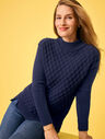 Honeycomb High-Low Mockneck Sweater