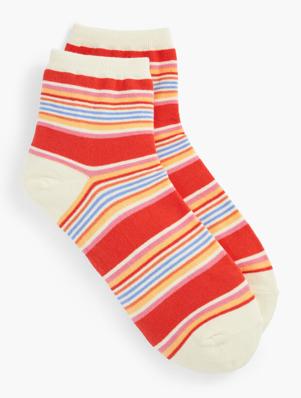 Ditsy Orange Stripe Crew Socks