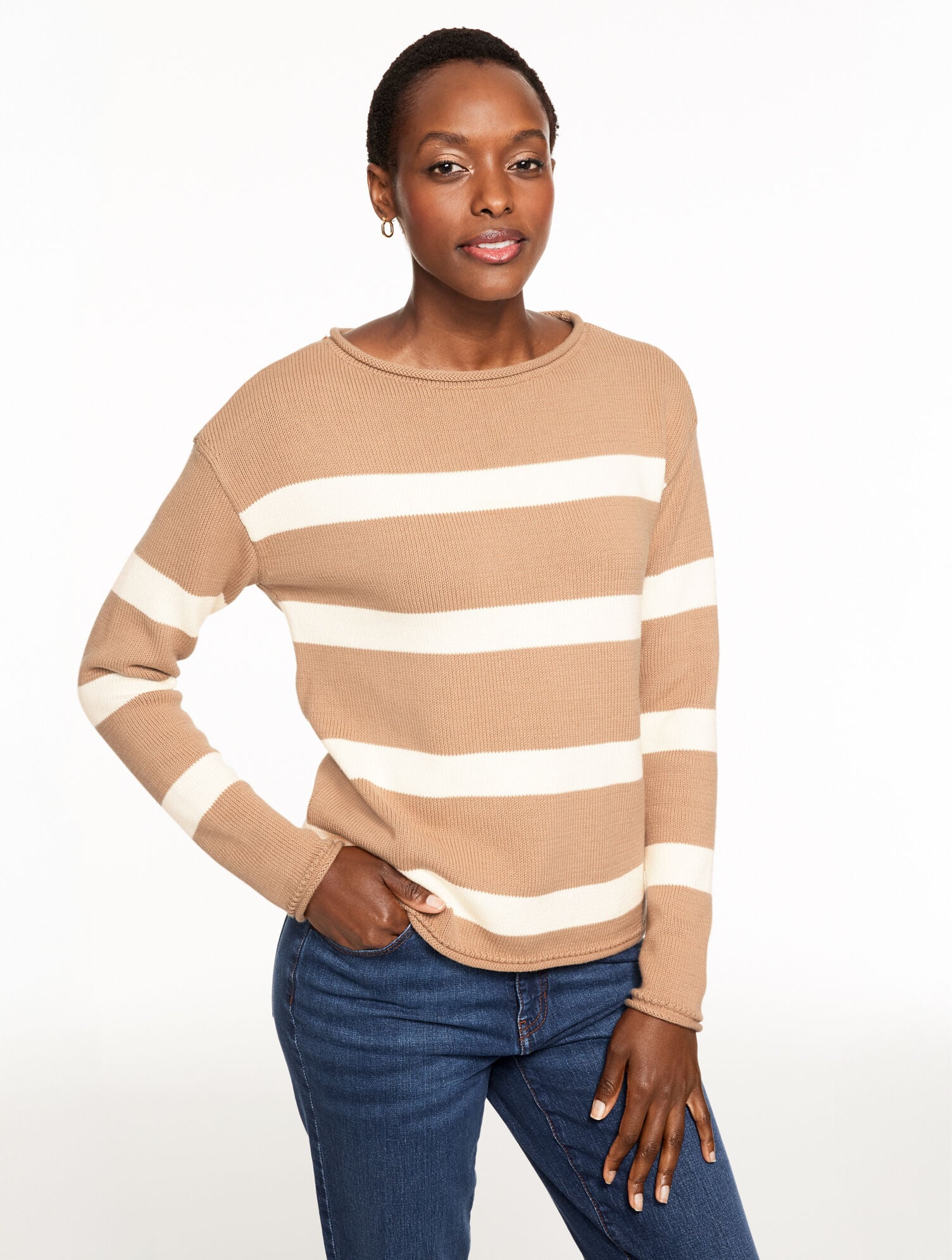 The Everyday Rollneck Cozy Stripe Knit Sweater