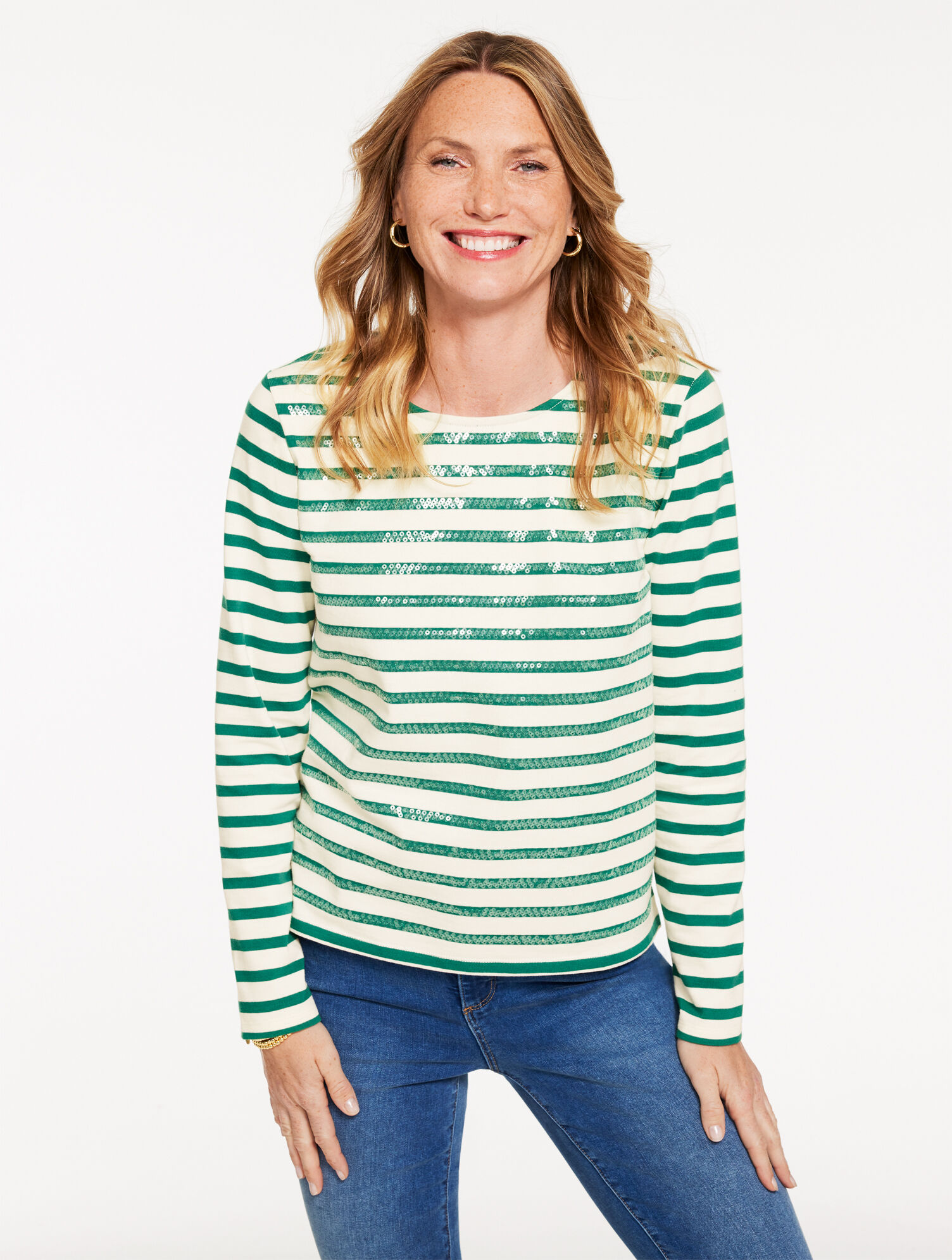 Crewneck Tee - Sequin Stripe