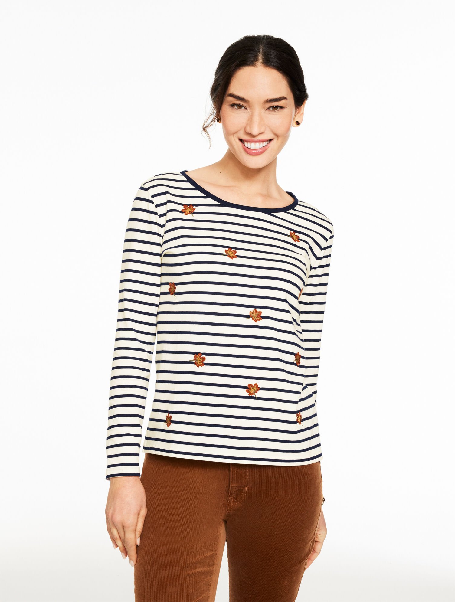 Long Sleeve Crewneck Tee - Falling Leaves