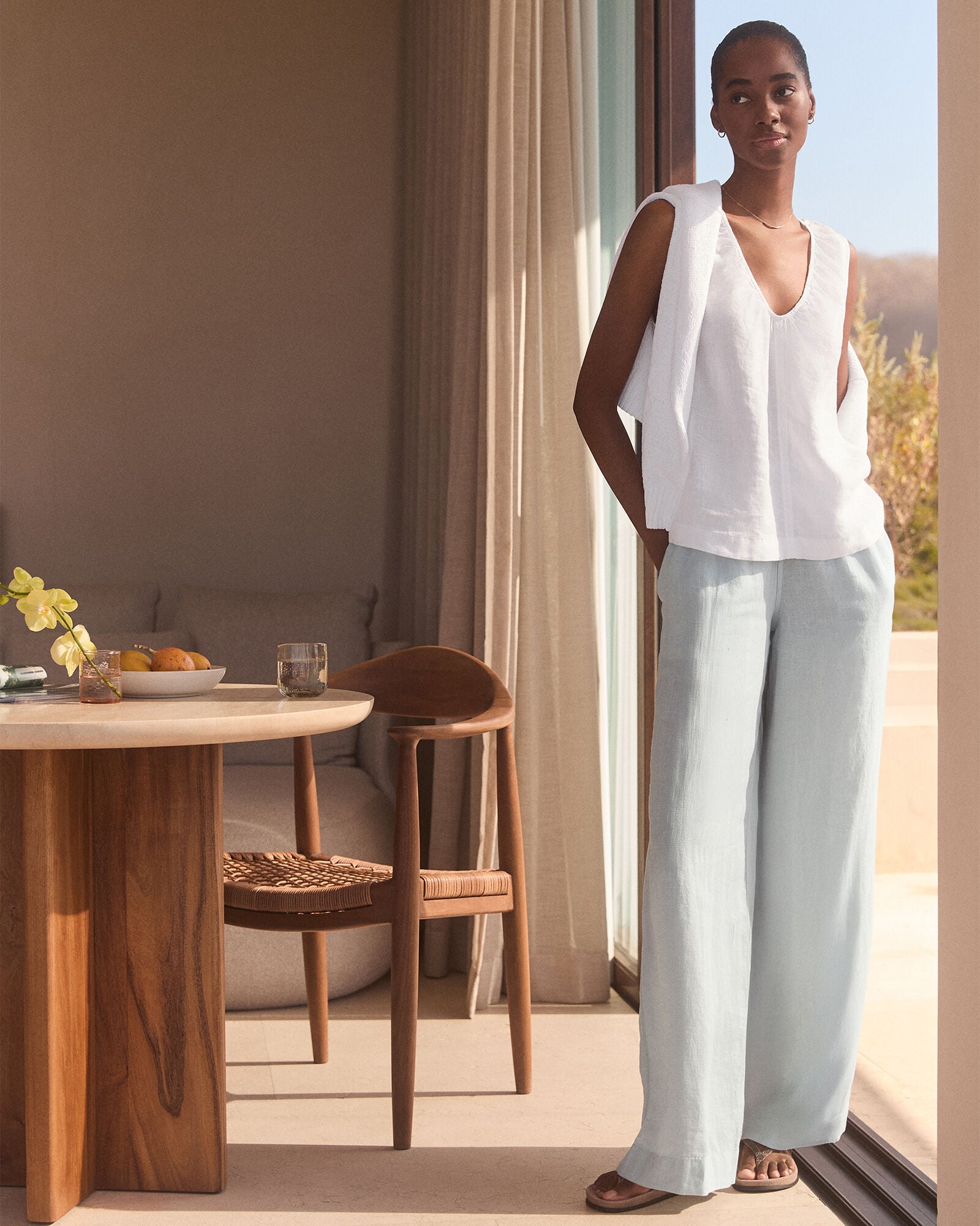 Linen U-Neck Tank