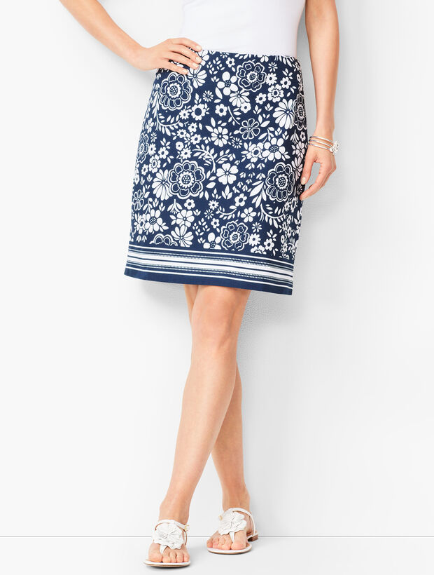 Classic Cotton A-Line Skirt - Floral