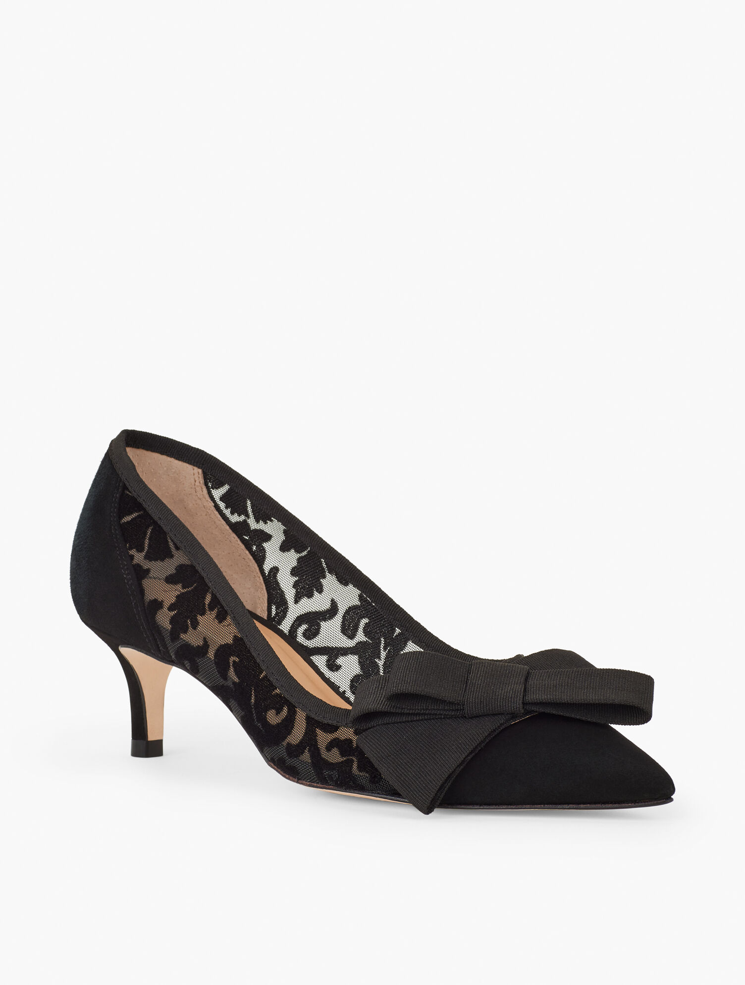 Erica Bow Velvet Kitten Heel Pump