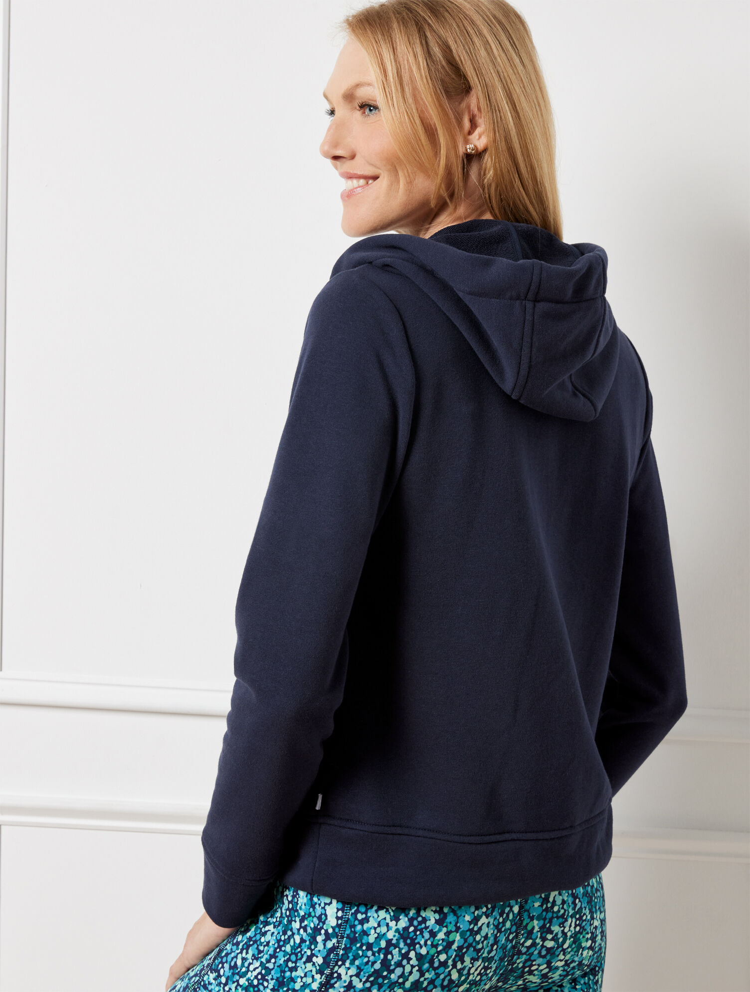 Navy French Terry Hooded Zipper Coverup main image 1