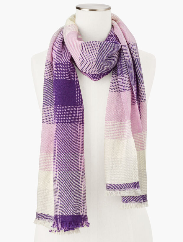 Tonal Plaid Oblong Scarf