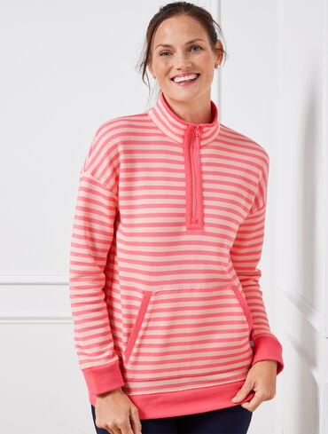 Vale Stripe Classic French Terry Half-Zip Pullover