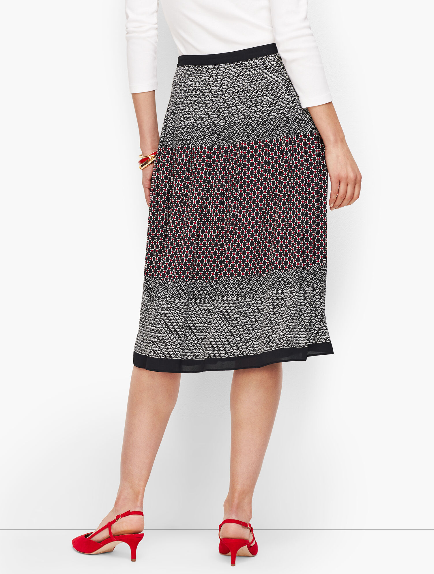 Geo Print Pleated Full Skirt