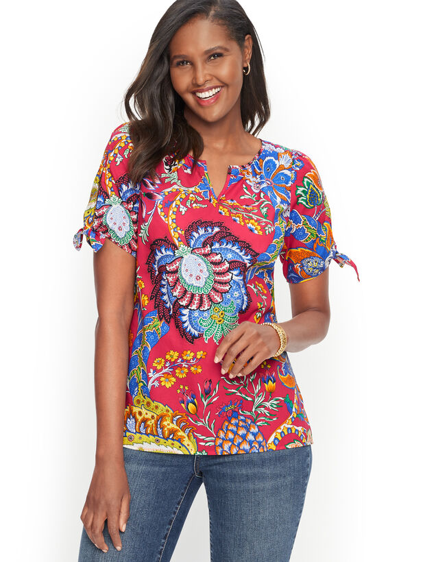 Paisley Tie Sleeve Top
