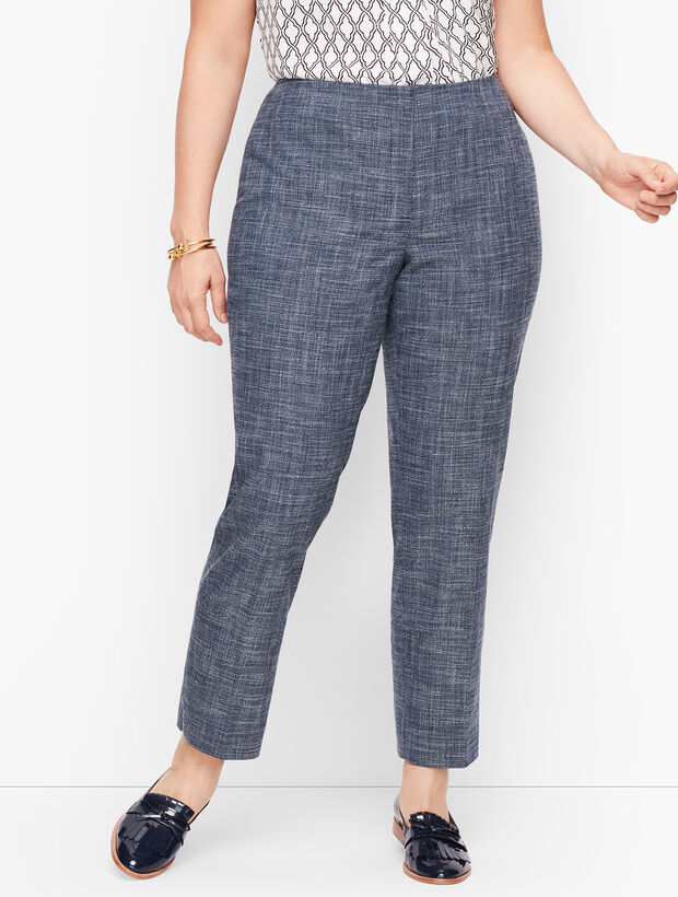 Plus Size Exclusive Blended Tweed Straight Leg Pants
