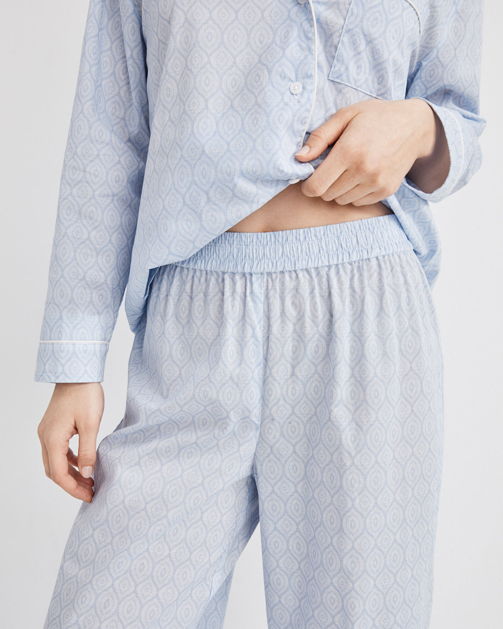 Light Blue Cotton Pajama Bottoms Ladies Women's 100 Lightweight