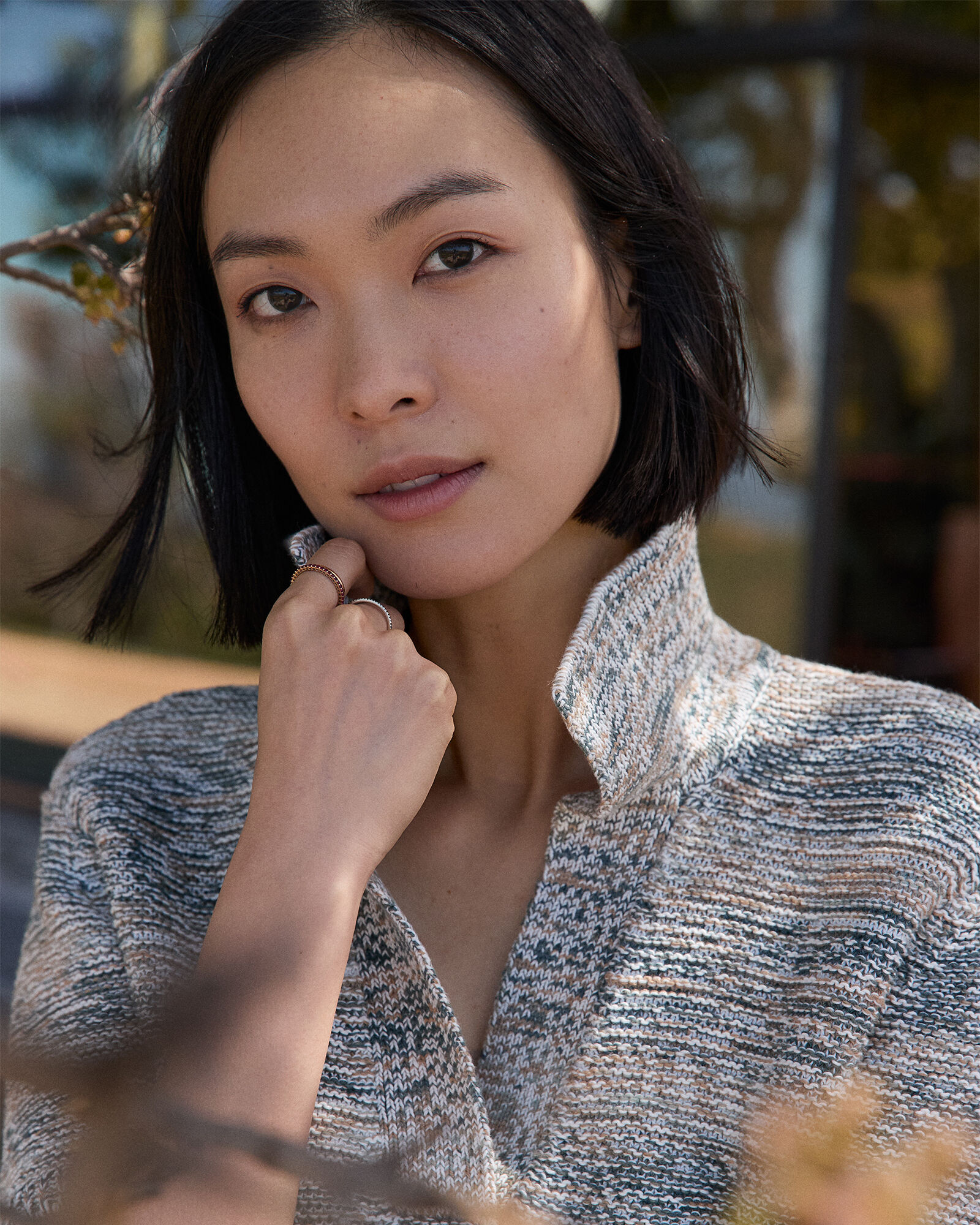 Organic Cotton Spacedye Johnny Collar Sweater