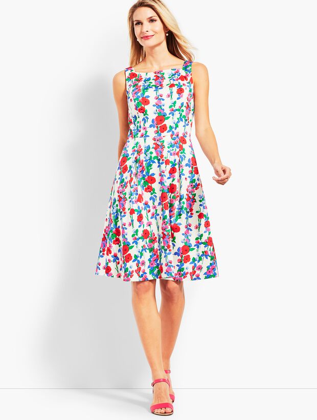 Trellis Floral Fit-and-Flare Dress