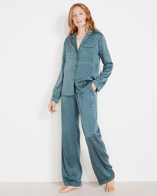 Washable Silk Diamond Foulard Drawstring Pants