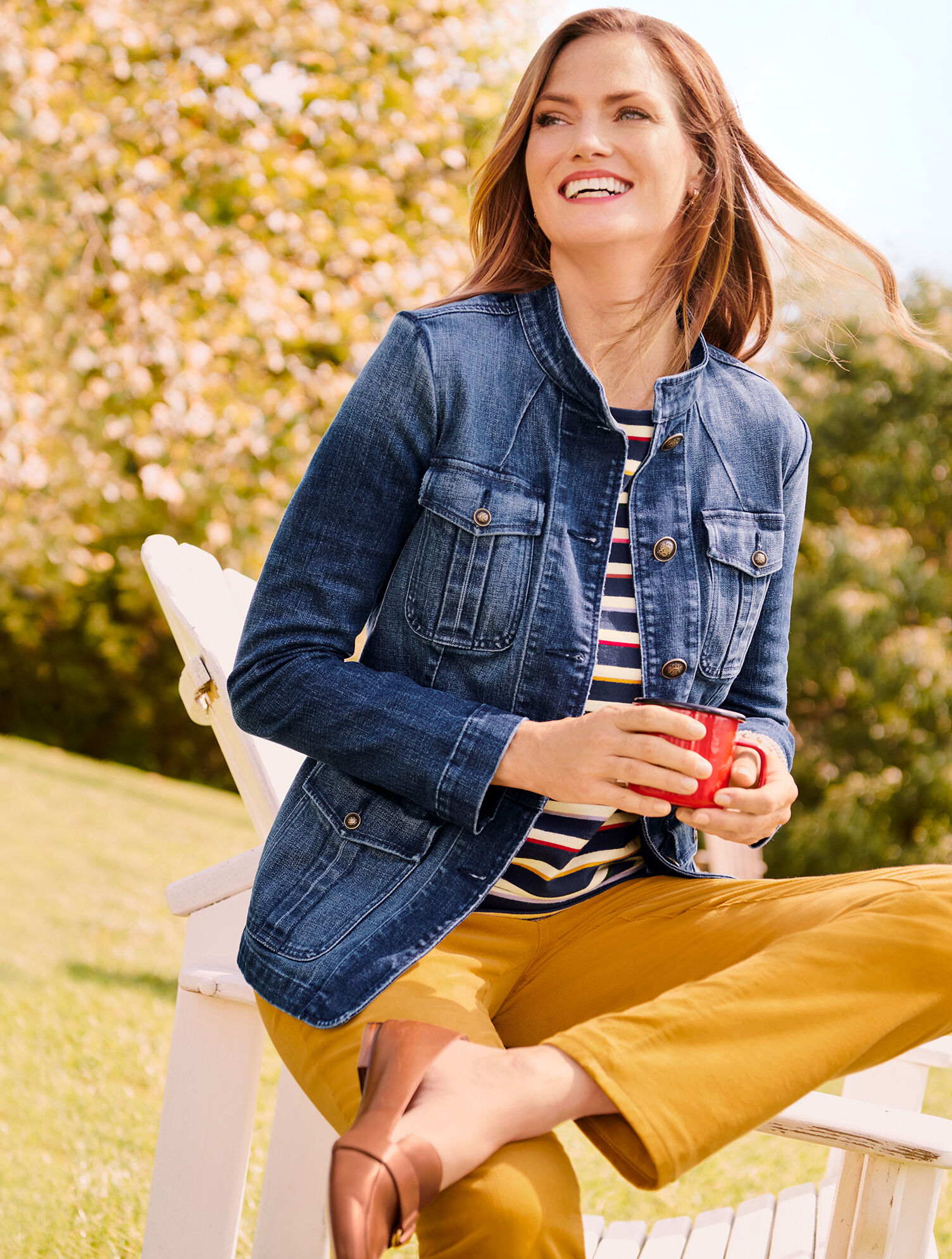 Band Collar Jean Jacket - Julia Wash
