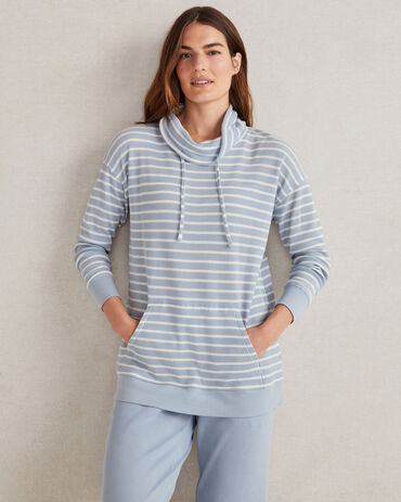 Organic Cotton Waffle Funnel Neck Pullover