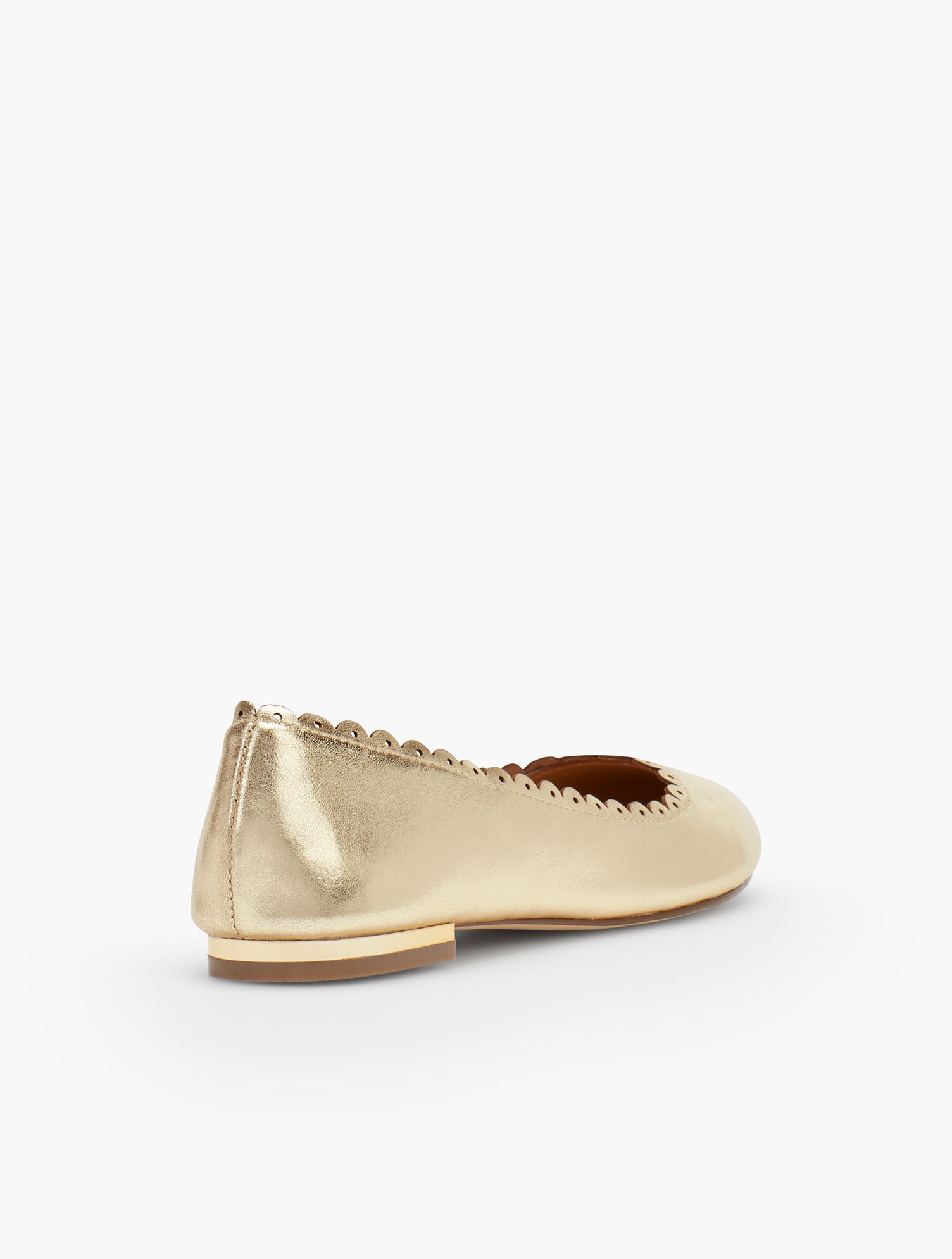 Penelope Scalloped Ballet Flats - Metallic Napa Leather