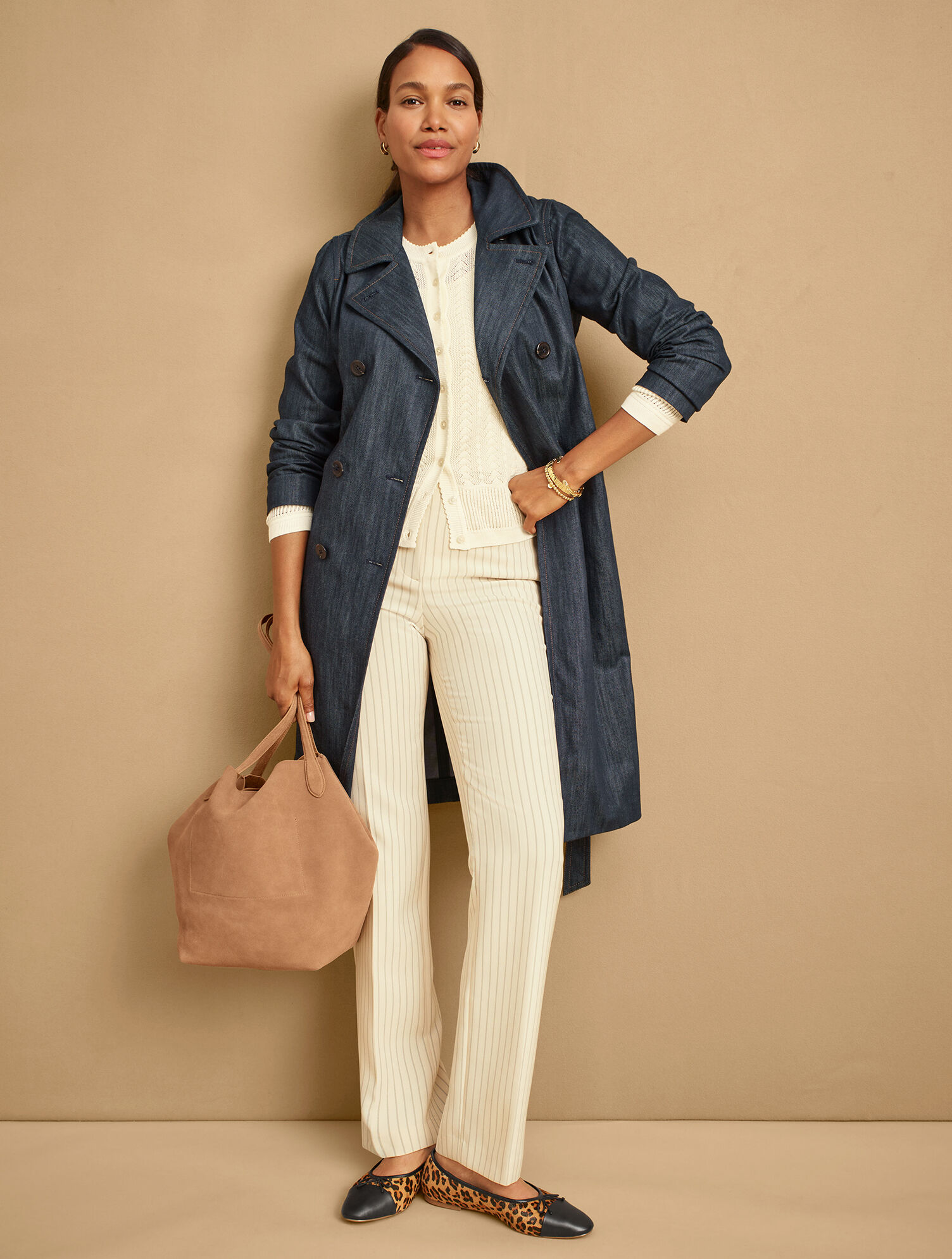 Talbots Southampton Tailored Stretch Straight Leg Pants - Double Stripe