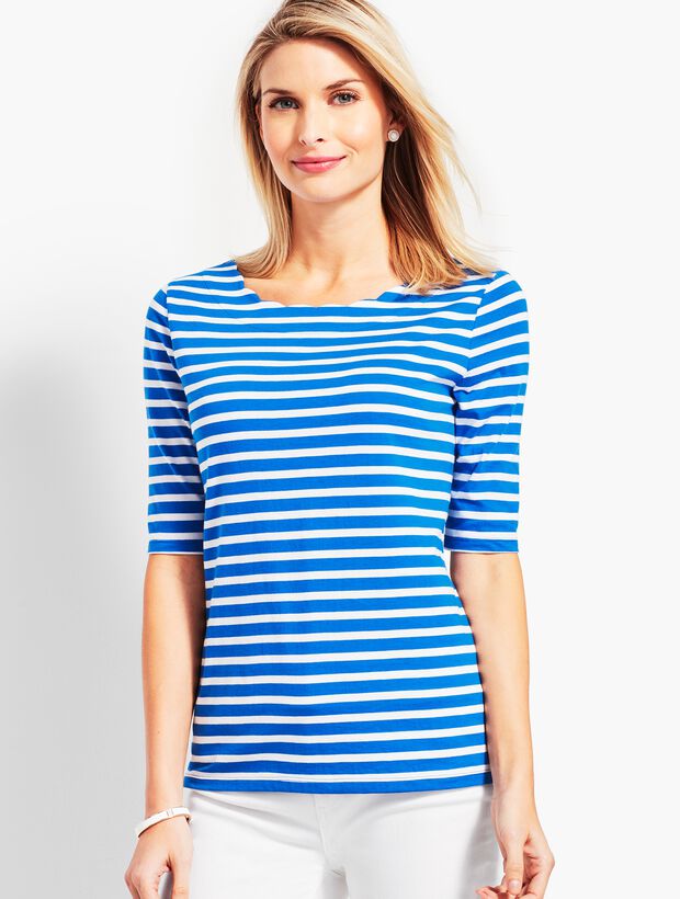 Franklin Scallop-Neck Tee - Stripe