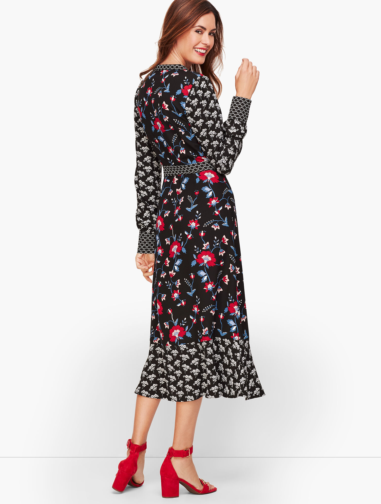 Mixed Floral Crepe Dress