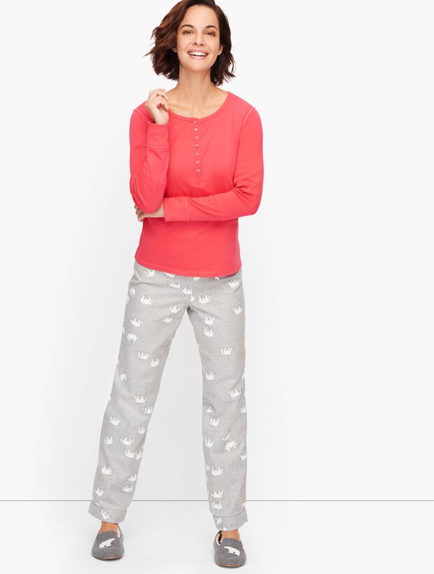 Flannel Bottoms Pajama Set - Polar Bears