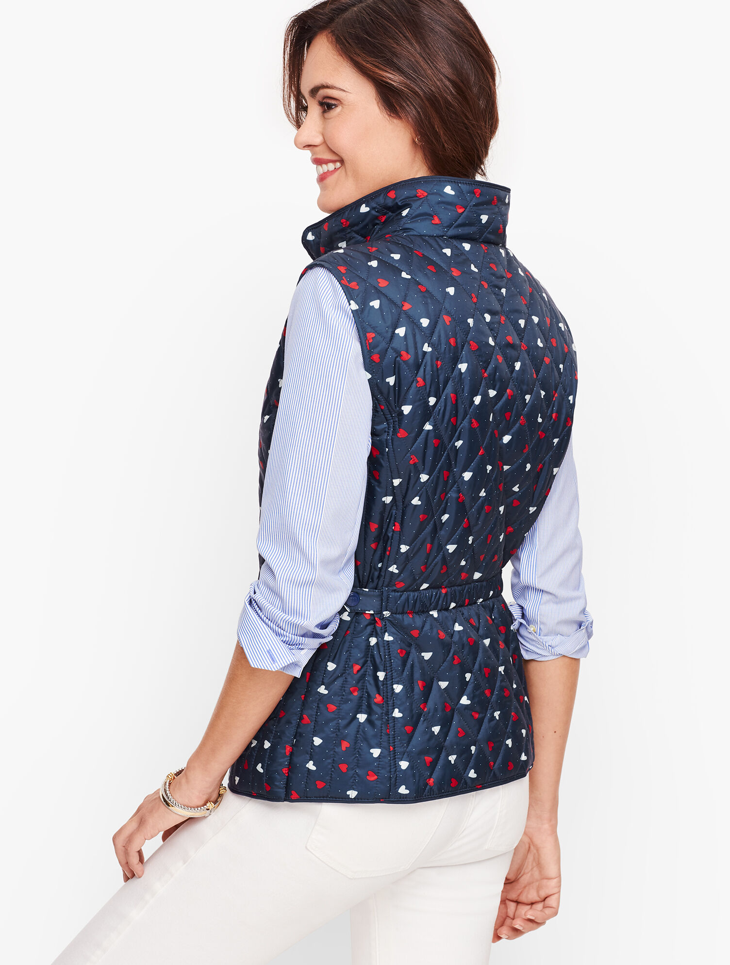 Diamond Quilted Vest - Heart Print
