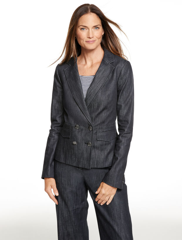 Refined Denim Double Breasted Blazer