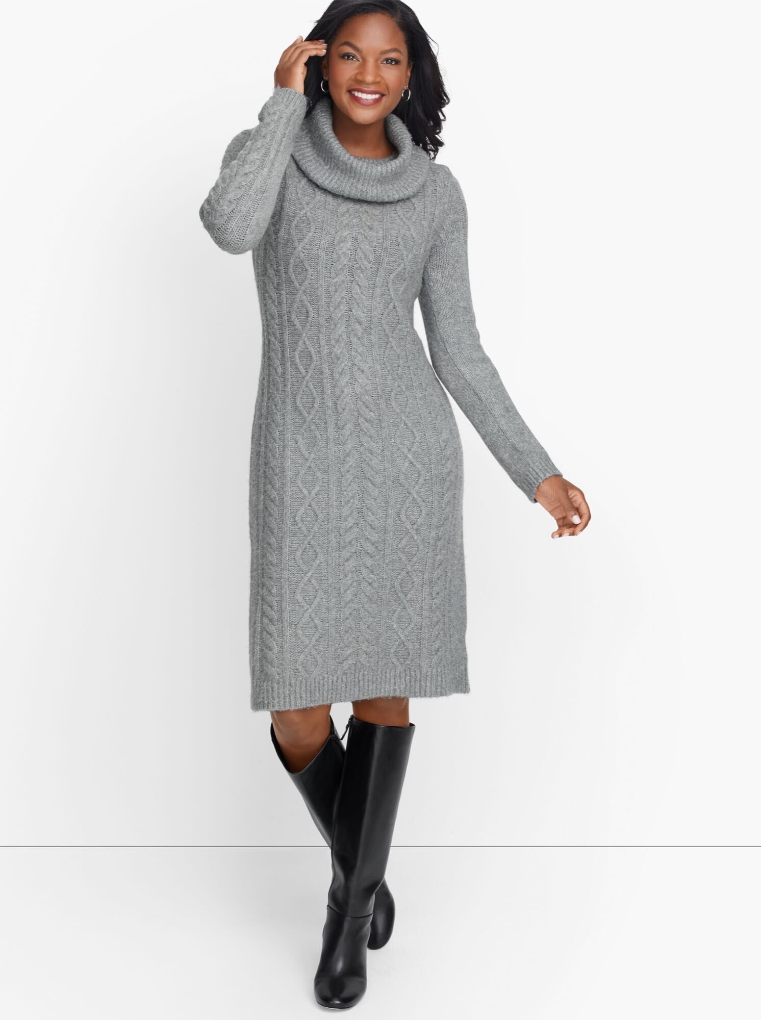 Turtleneck Above Knee Long Sleeve Plain Women's Sweater Dress  Sweater  dress women, Cable knit sweater dress, Sweater dress