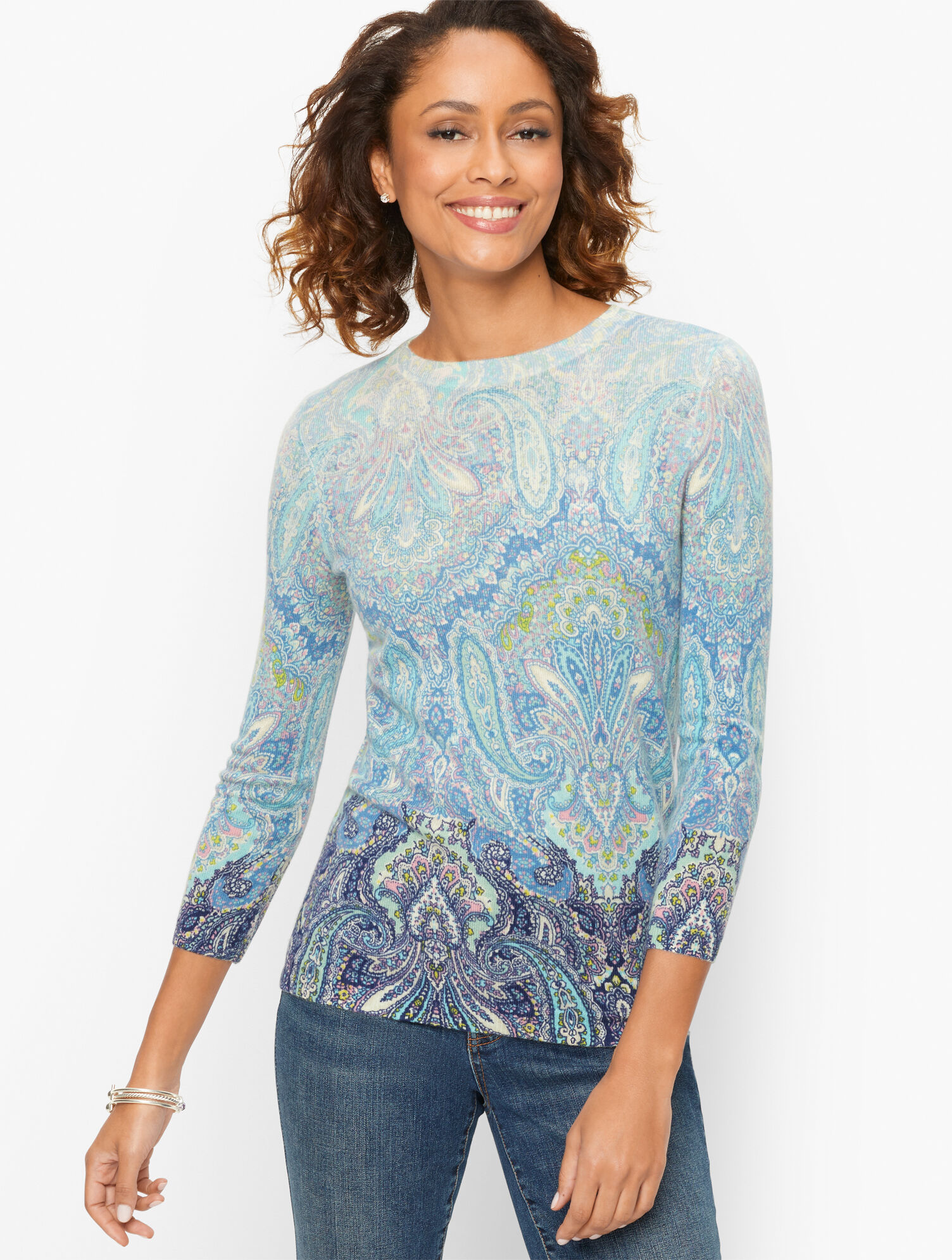 Audrey Cashmere Sweater - Calico Paisley | Talbots