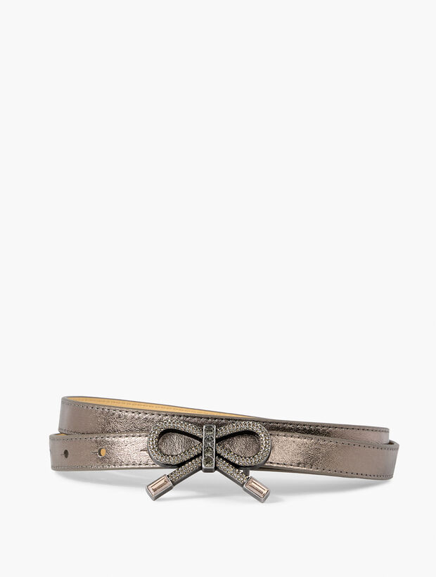 Rhinestone Bow Leather Belt Talbots
