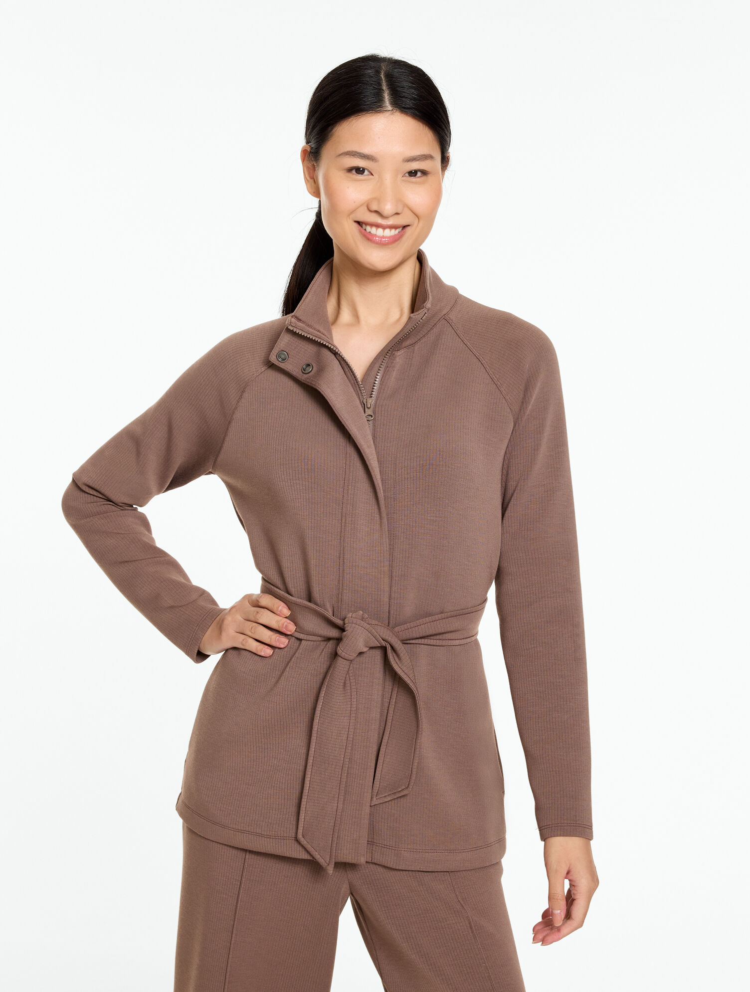 AirKnit Stretch Belted Mockneck Jacket