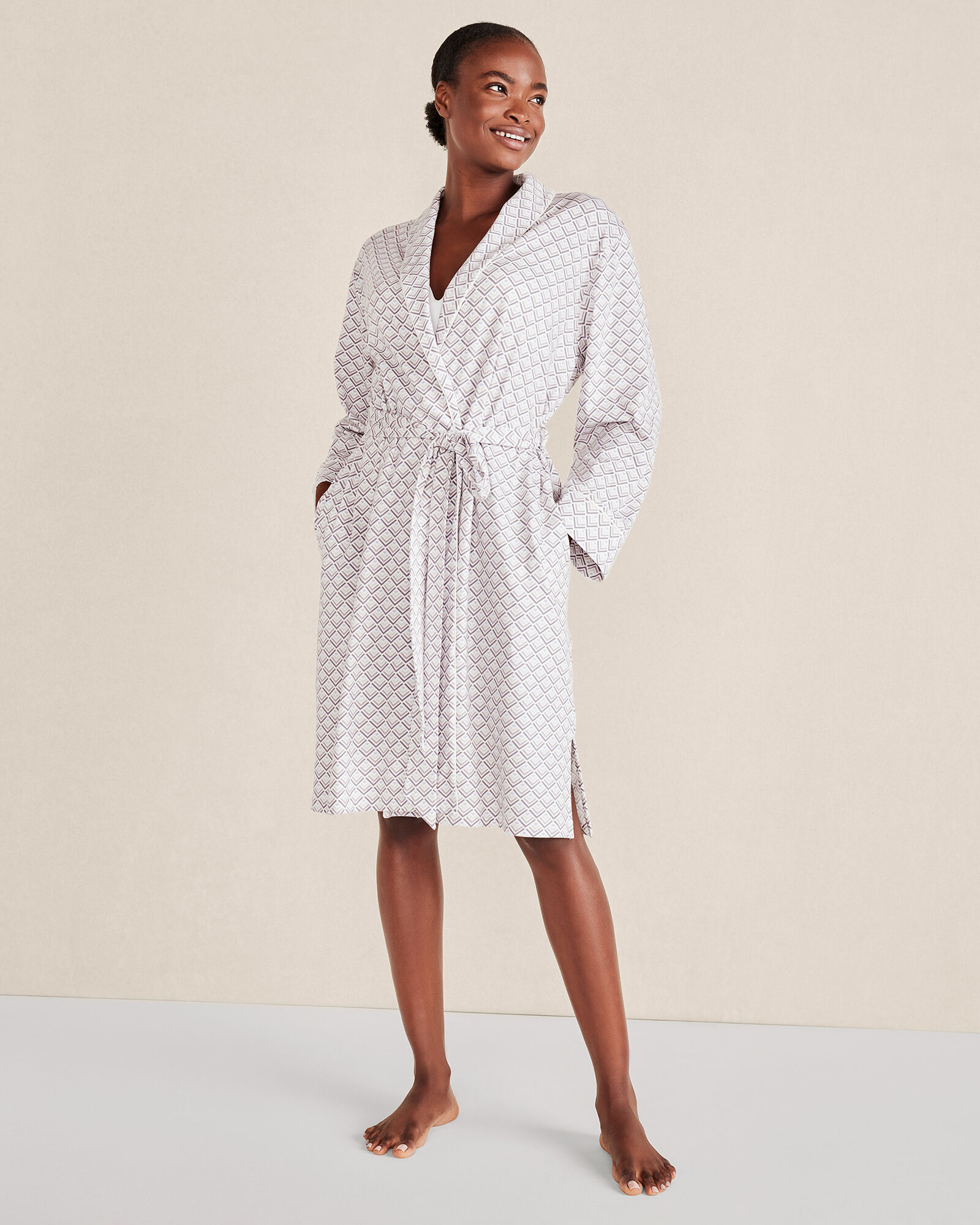Organic Cotton Jersey Chevron Print Robe