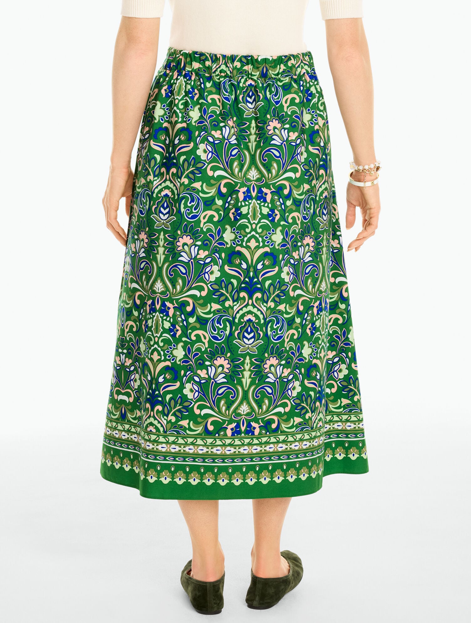 Poplin Fit & Flare Midi Skirt - Wildflowers | Talbots