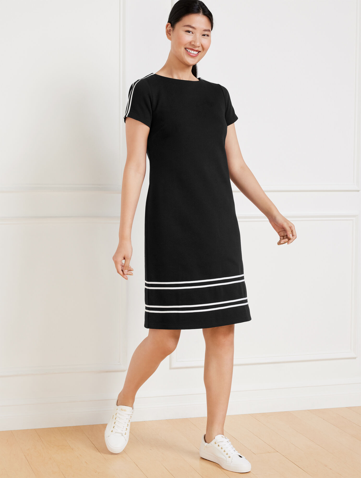 Pique Crewneck Dress - Contrast Stripe