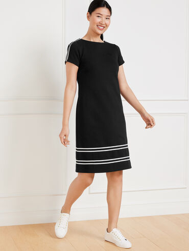 Pique Crewneck Dress - Contrast Stripe