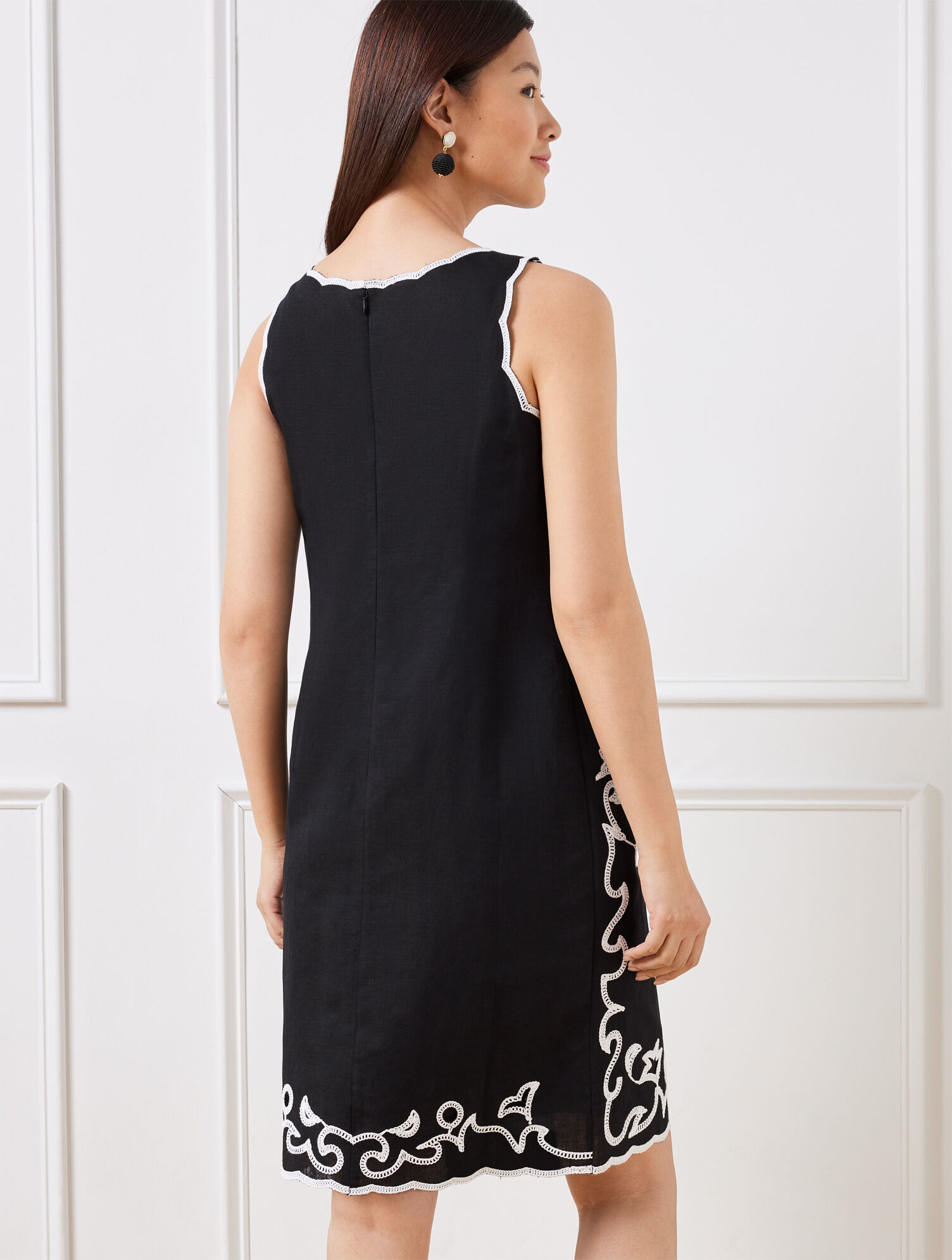 chinese dress ladies Naomi Black Linen Cotton Dress – The Summer House main image 0